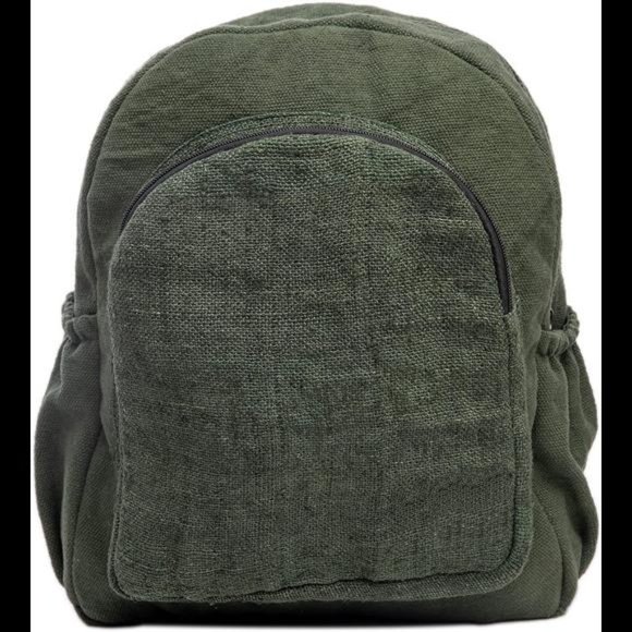Mini Hemp Backpack Bag - Eco Friendly Durable Green by Freakmandu - Picture 3 of 5